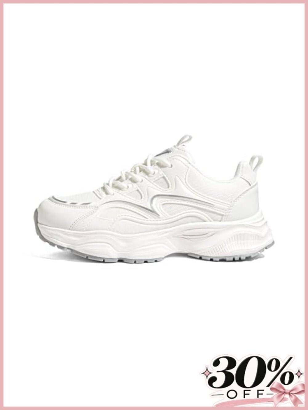 Chunky Platform Walking Sneakers Mesh Faux Leather